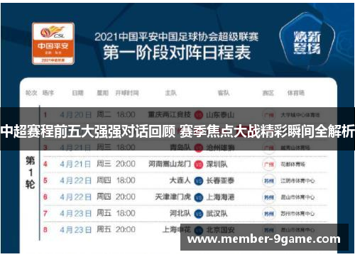 中超赛程前五大强强对话回顾 赛季焦点大战精彩瞬间全解析